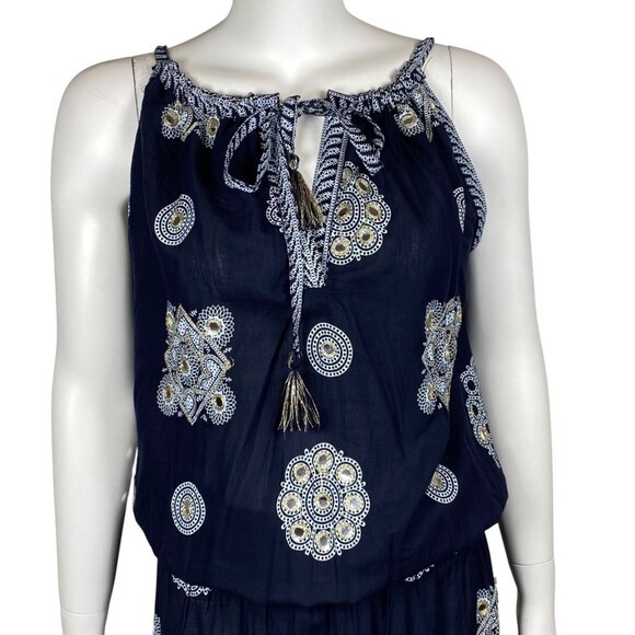 Ruby Yaya Maxi Dress Womens Size L Sleeveless Embellished Tiered Boho Flowy - Picture 2 of 9